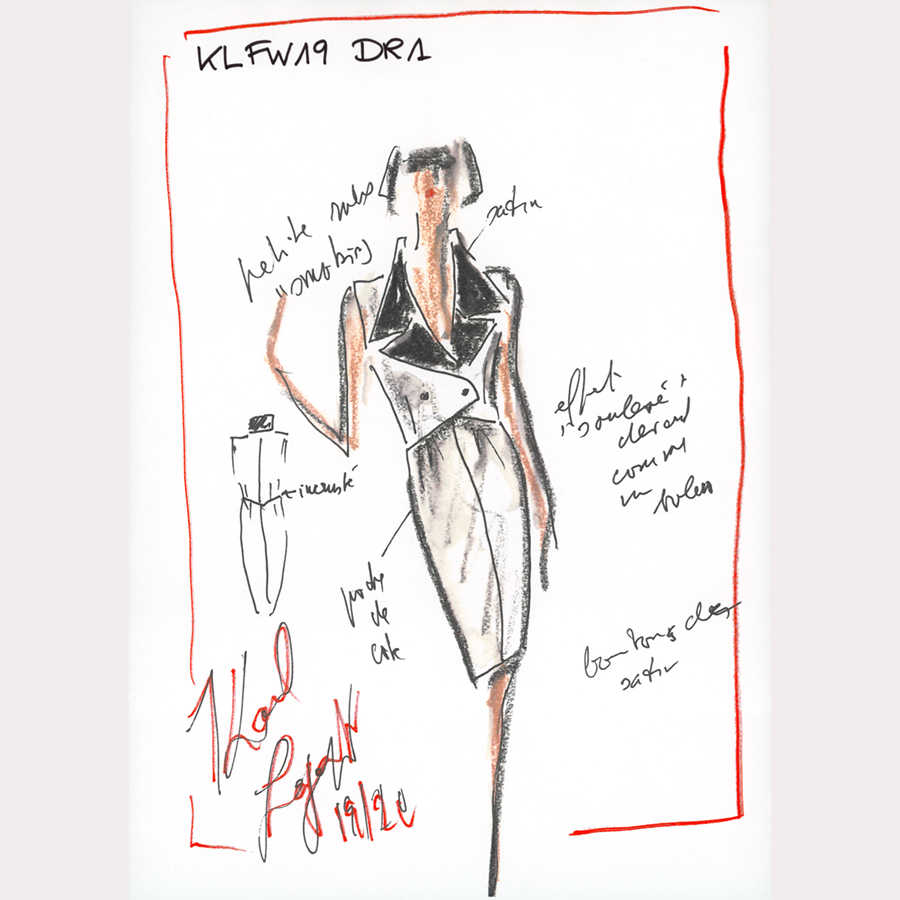         Karl LAGERFELD Behang Ontwerp Jurk Zwart Wit
    