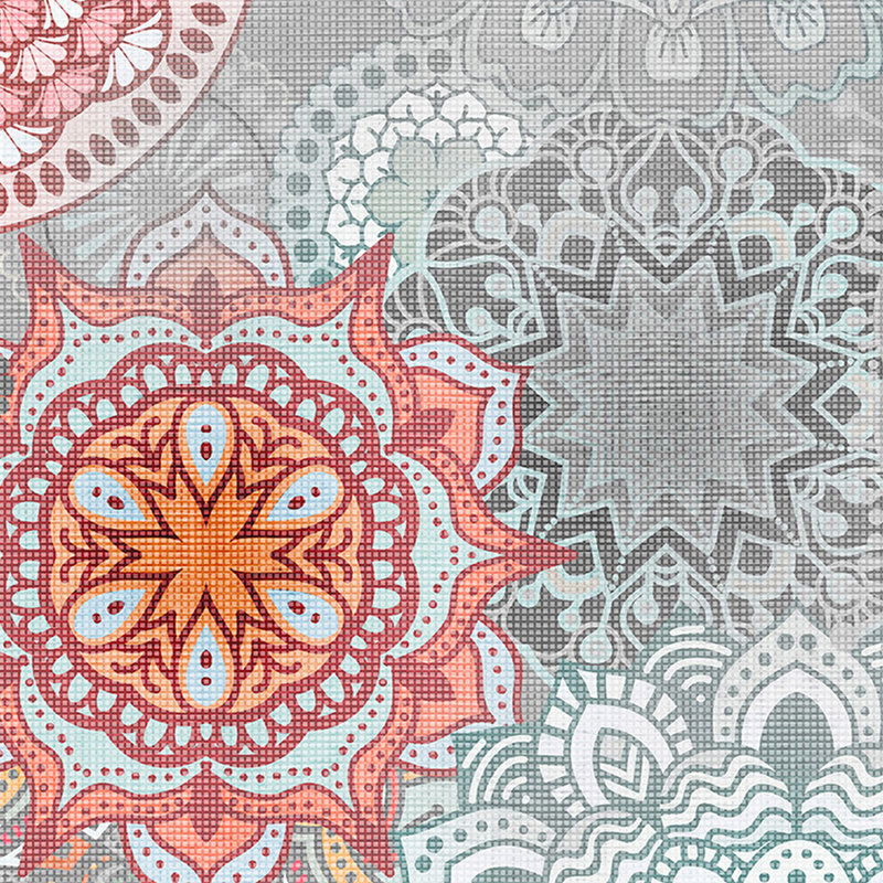         Orientalische Design Fototapete – Vliestapete mit Mandala Ornamenten – Grau, Orange
    