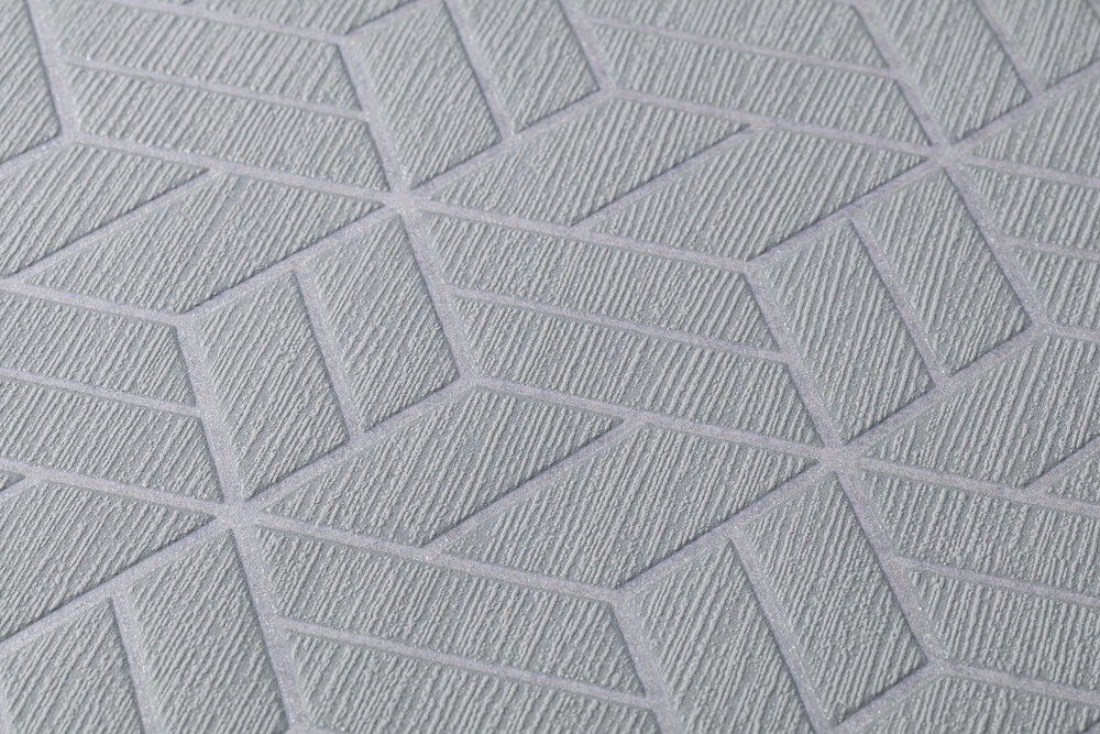 Tapete geometrisches Muster &amp; Glitzer-Effekt – Grau, Silber