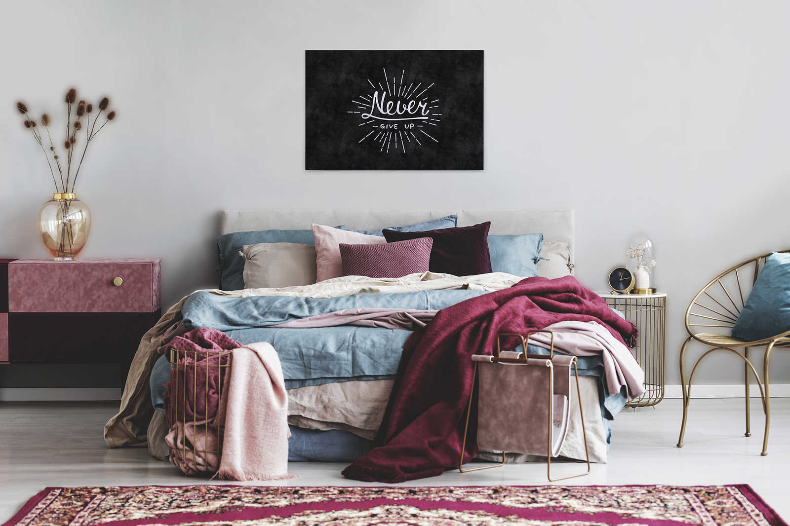 Schwarz-Weißes Leinwandbild Kreidetafel Design – 0,90 m x 0,60 m