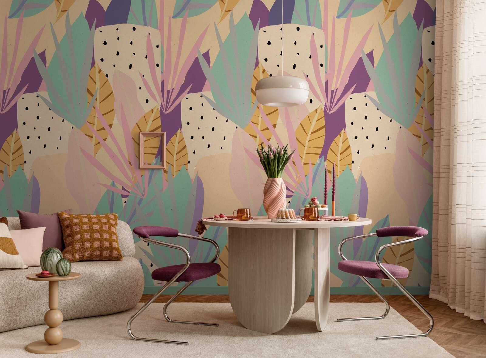Tapeten, Wandmuster, Wohnzimmer, Esstisch, Stühle
