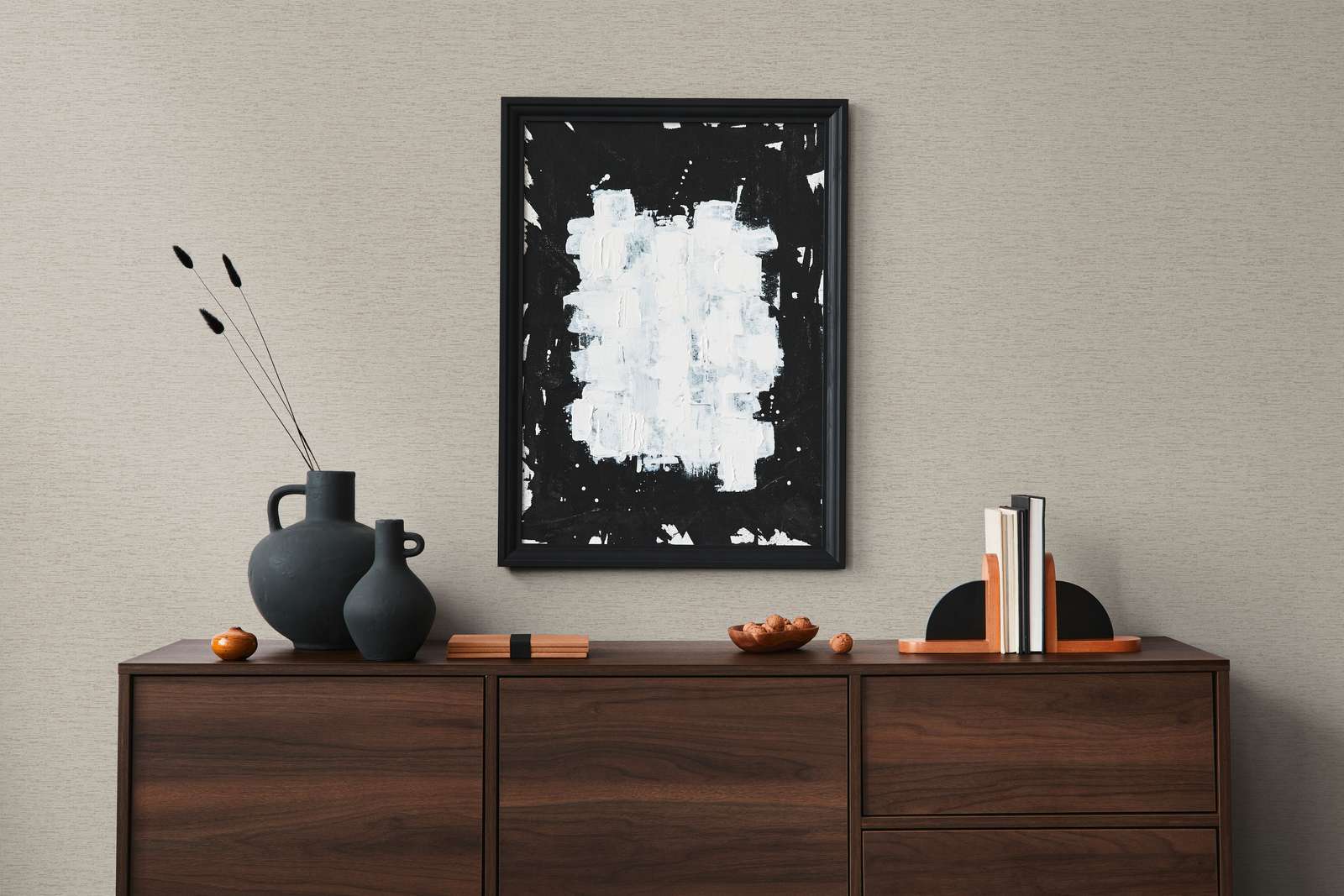             Vliestapete einfarbig mit Gewebestruktur, matt – Taupe
        