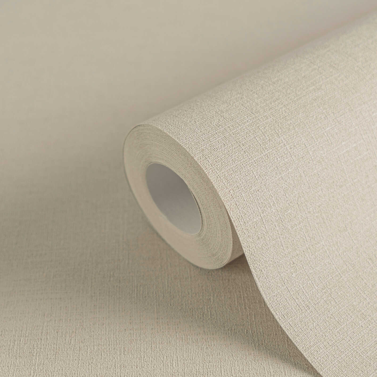 Leinenoptik Tapete Beige mit melierter Textilstruktur