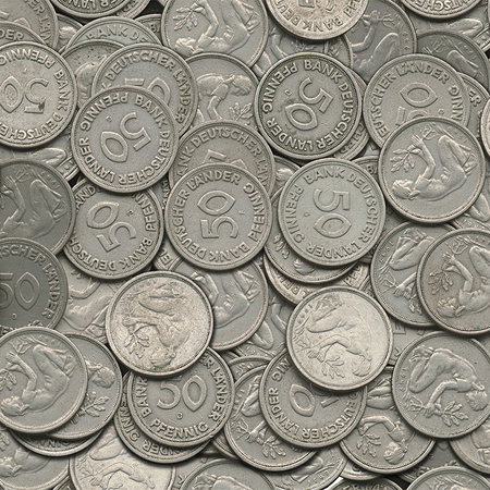 50 Pfennig, Münzen, Deutsche Münzen, Währung, Kleingeld