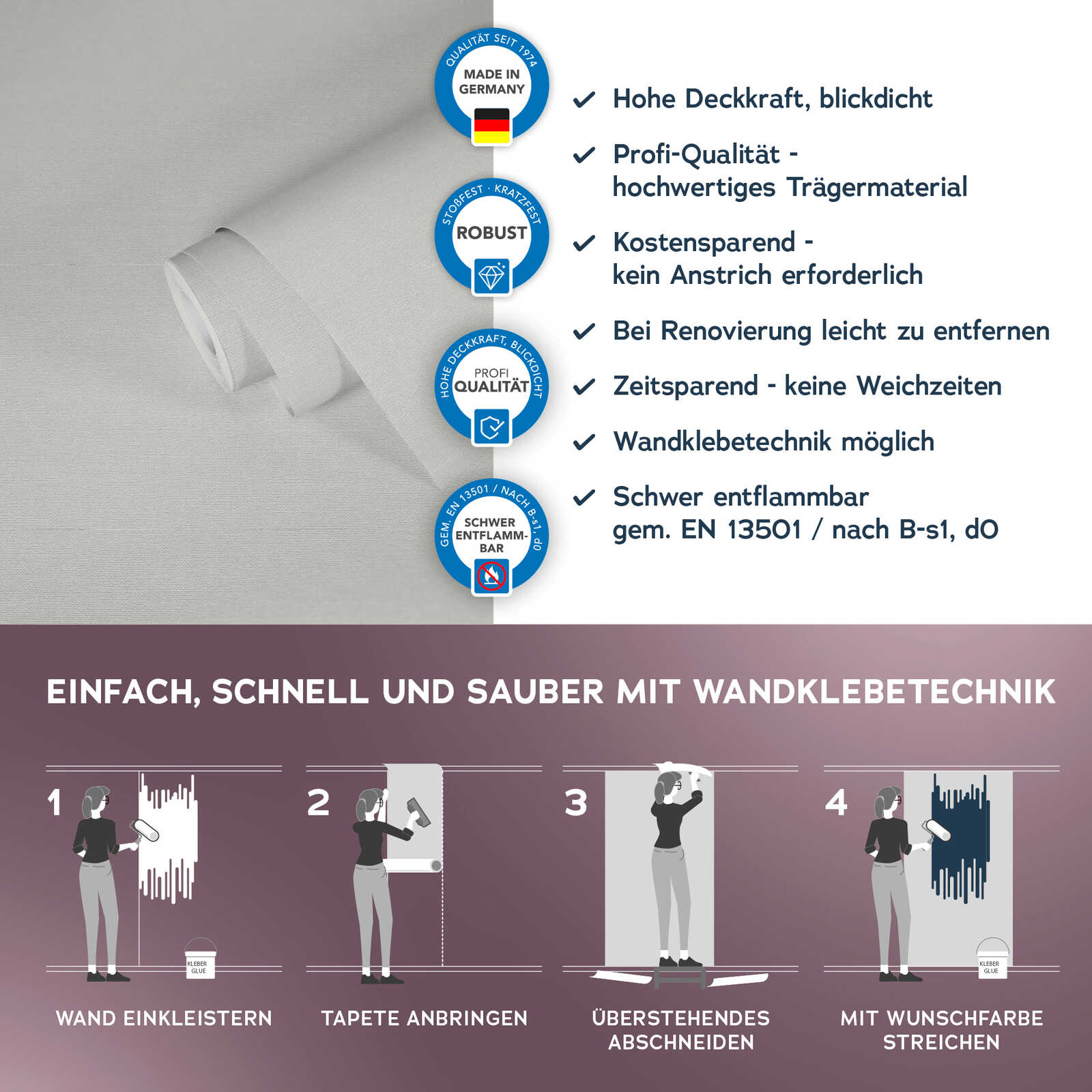 Wandbelag, Wandklebe-Technik, Wandbeschichtung, Anleitung, Trockenbau