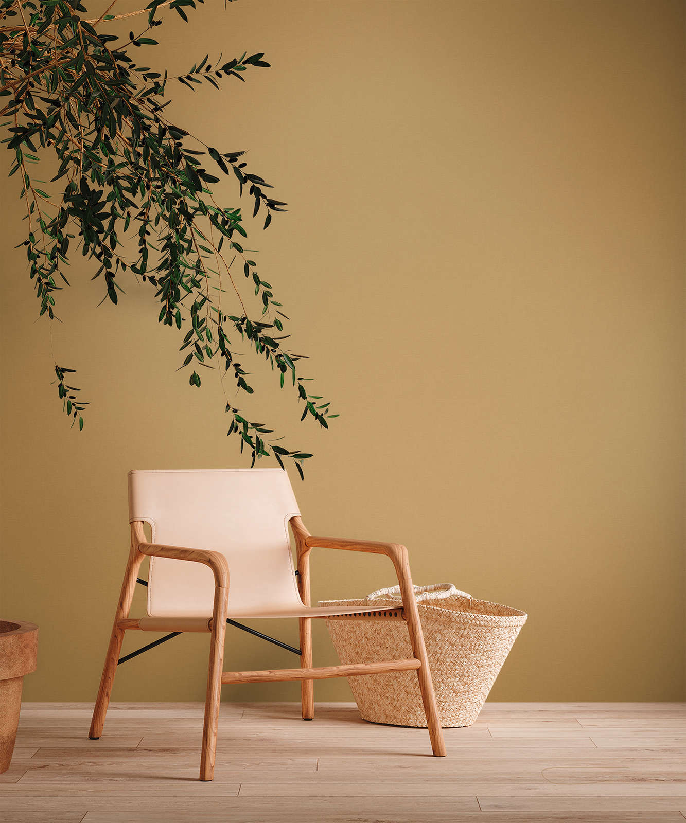             Vliestapete Uni in kräftigen Farben – Gelb
        