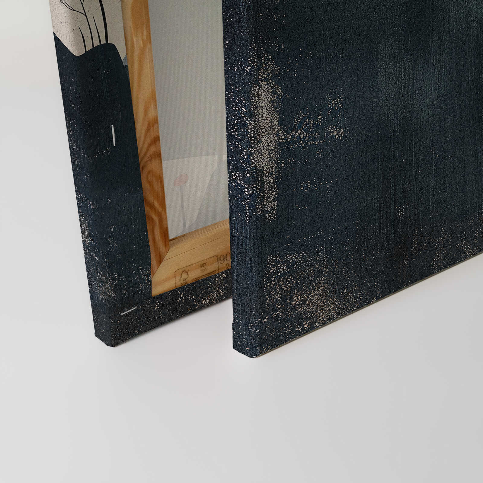             Abendsonne im Tal - Abstrakte Landschaft auf hochwertiger Leinwand. – 30 x 45 cm - Orange, Blau
        