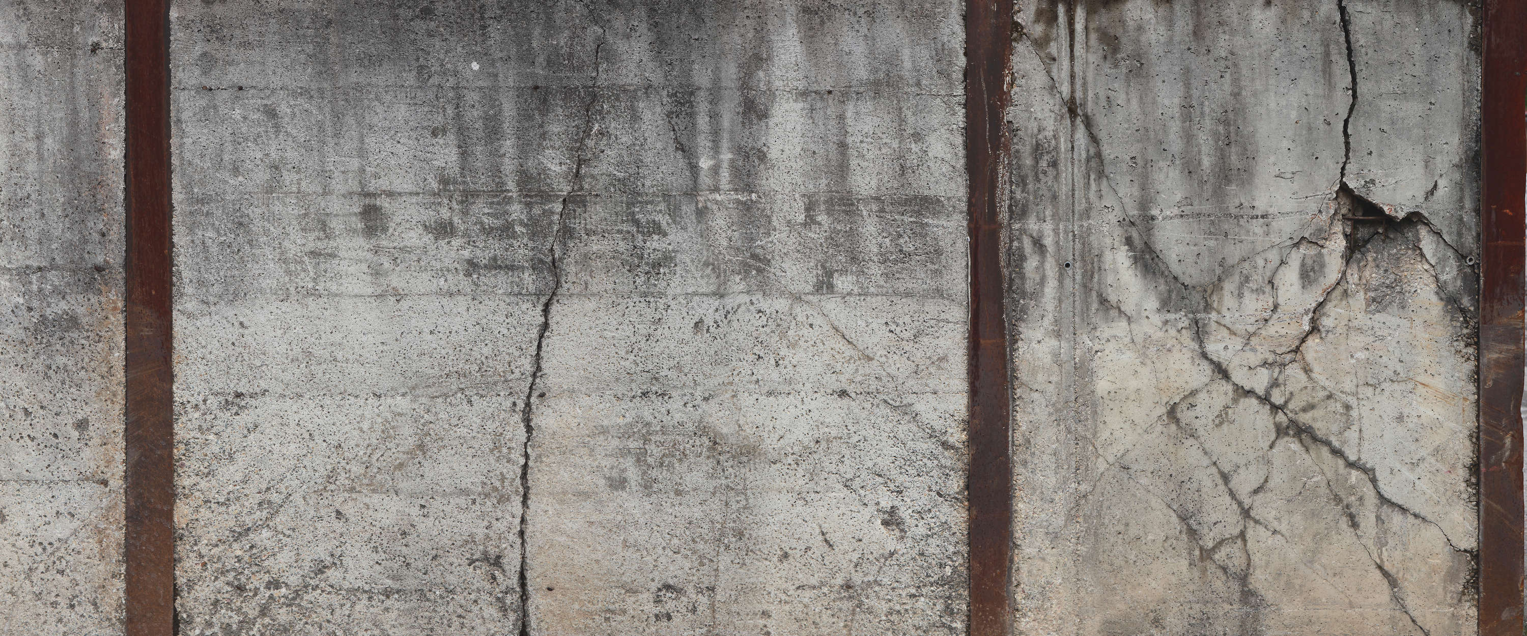 concrete, cracked, wall, rust, industrial