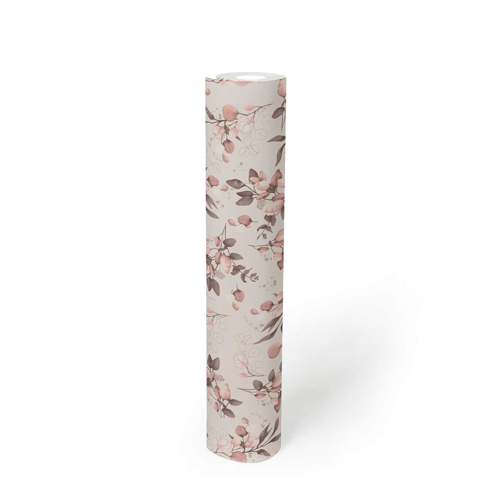 Vliestapete mit zartem Blütenmotiv und Gold-Effekt – Rpsa, Pink, Gold