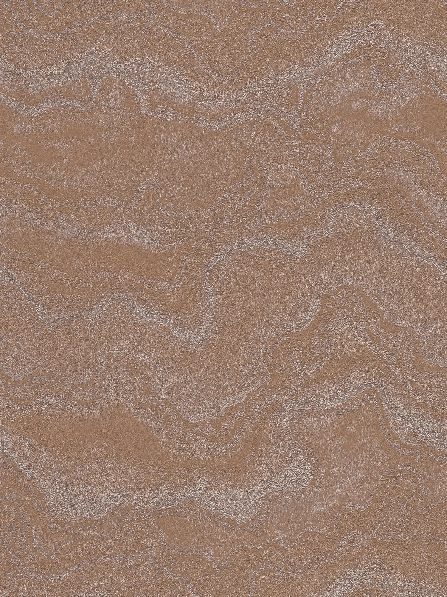 papier peint en papier intissé effet marbre avec une structure vivante et une finition brillante – marron, marron, Métallisé