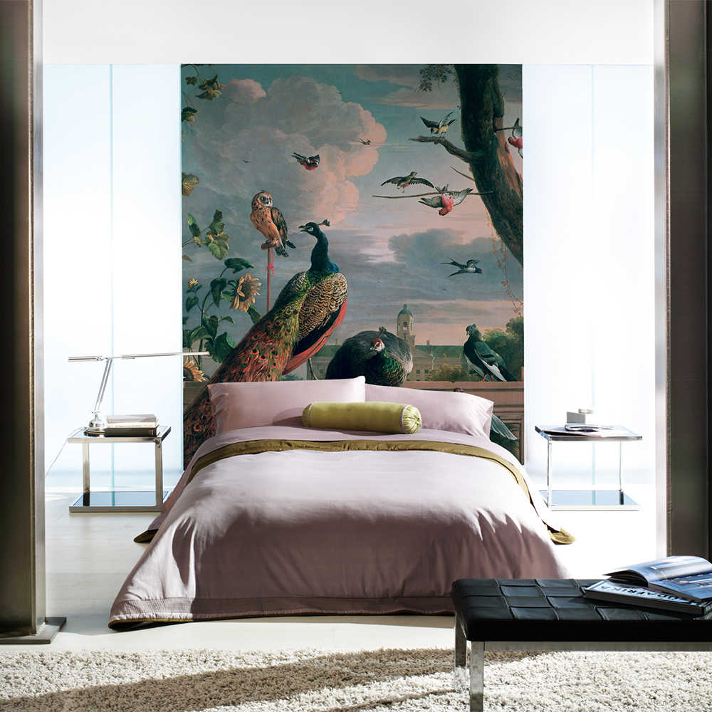         Papier peint "Palais d'Amsterdam avec oiseaux exotiques" par Melchoir de Hondecoeter
    