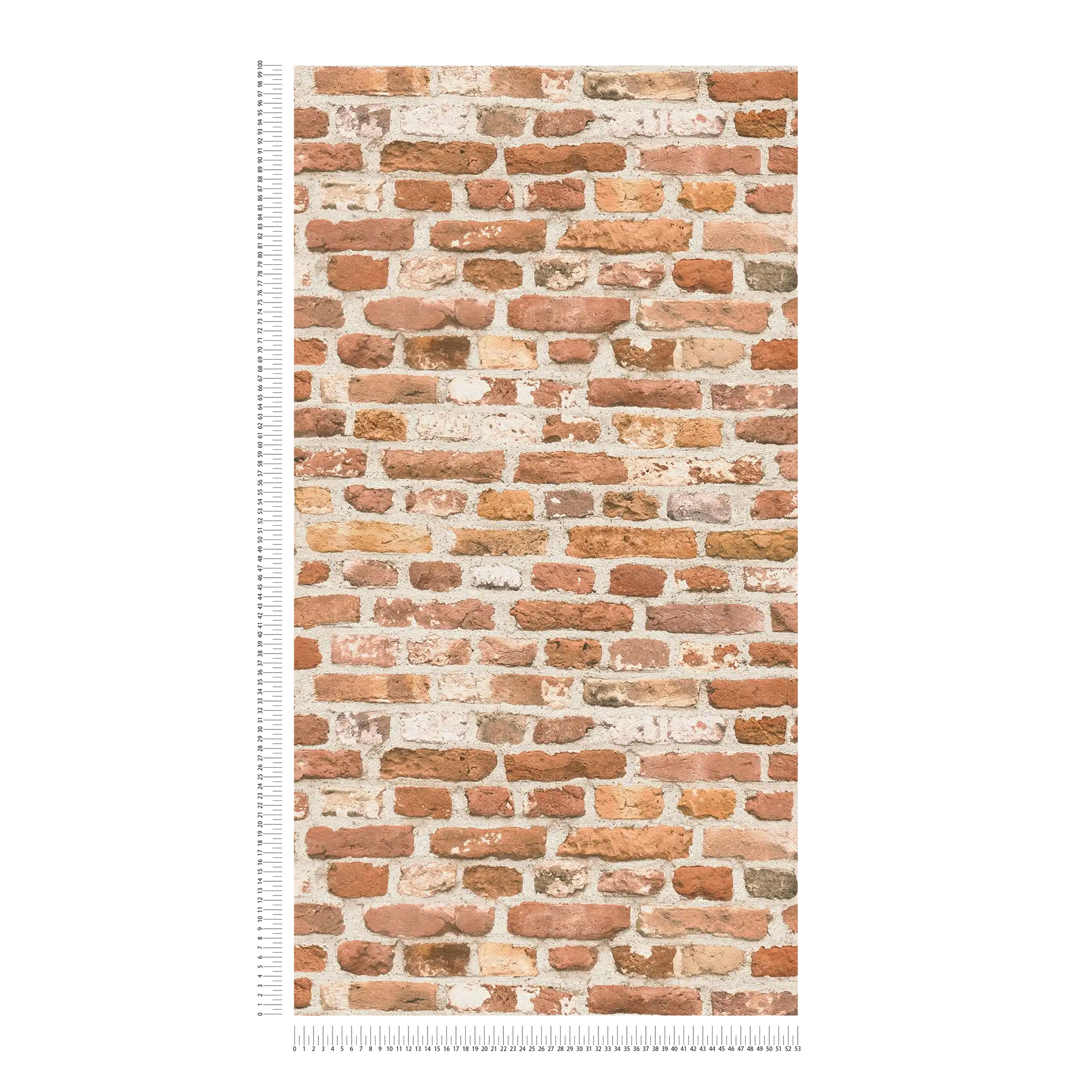             Steinoptik Tapete rote Ziegelmauer mit 3D Effekt – Creme, Rot
        