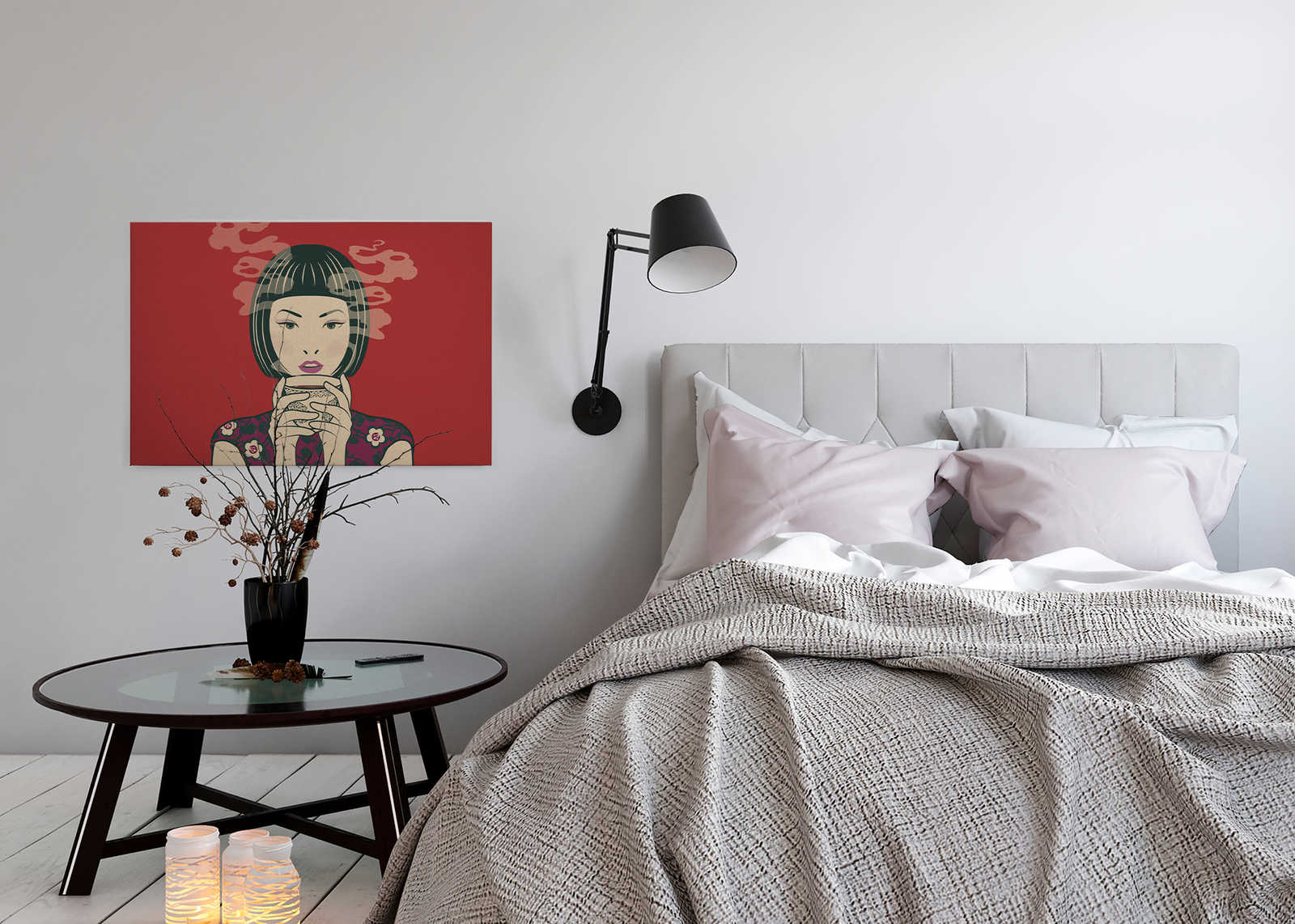             Akari 1 - Zeit für Tee, Mangastyle auf Leinwandbild - Pappe Struktur – 0,90 m x 0,60 m
        