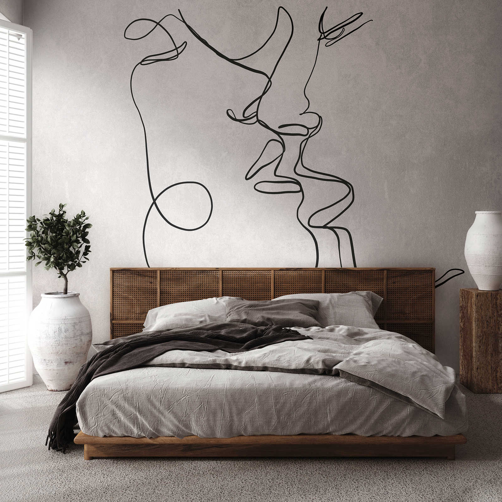         Behang noviteit - Line Art motief behang kussen met gipslook
    