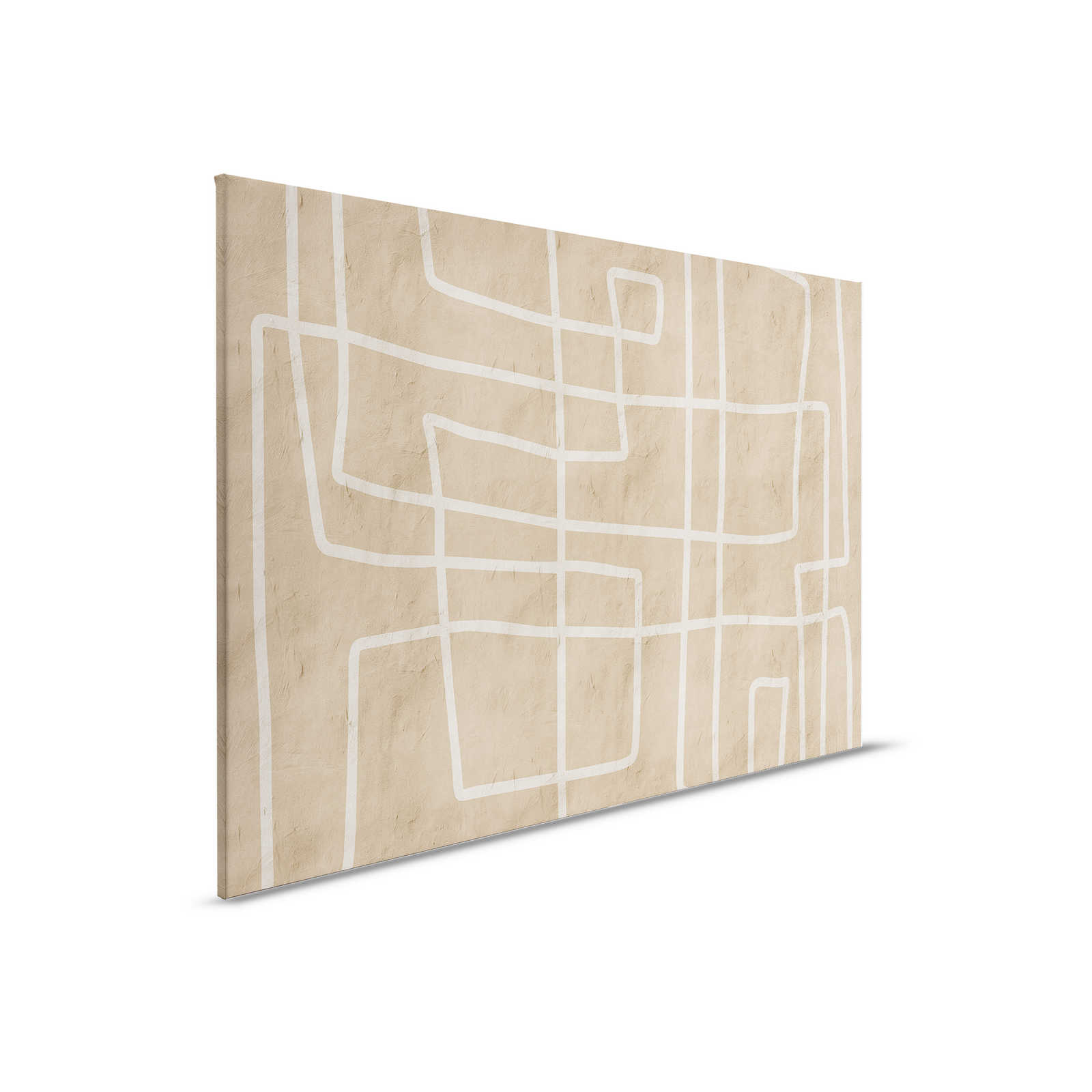         Serengeti 1 - Mur d'argile toile avec motif de lignes ethniques en beige - 0,90 m x 0,60 m
    