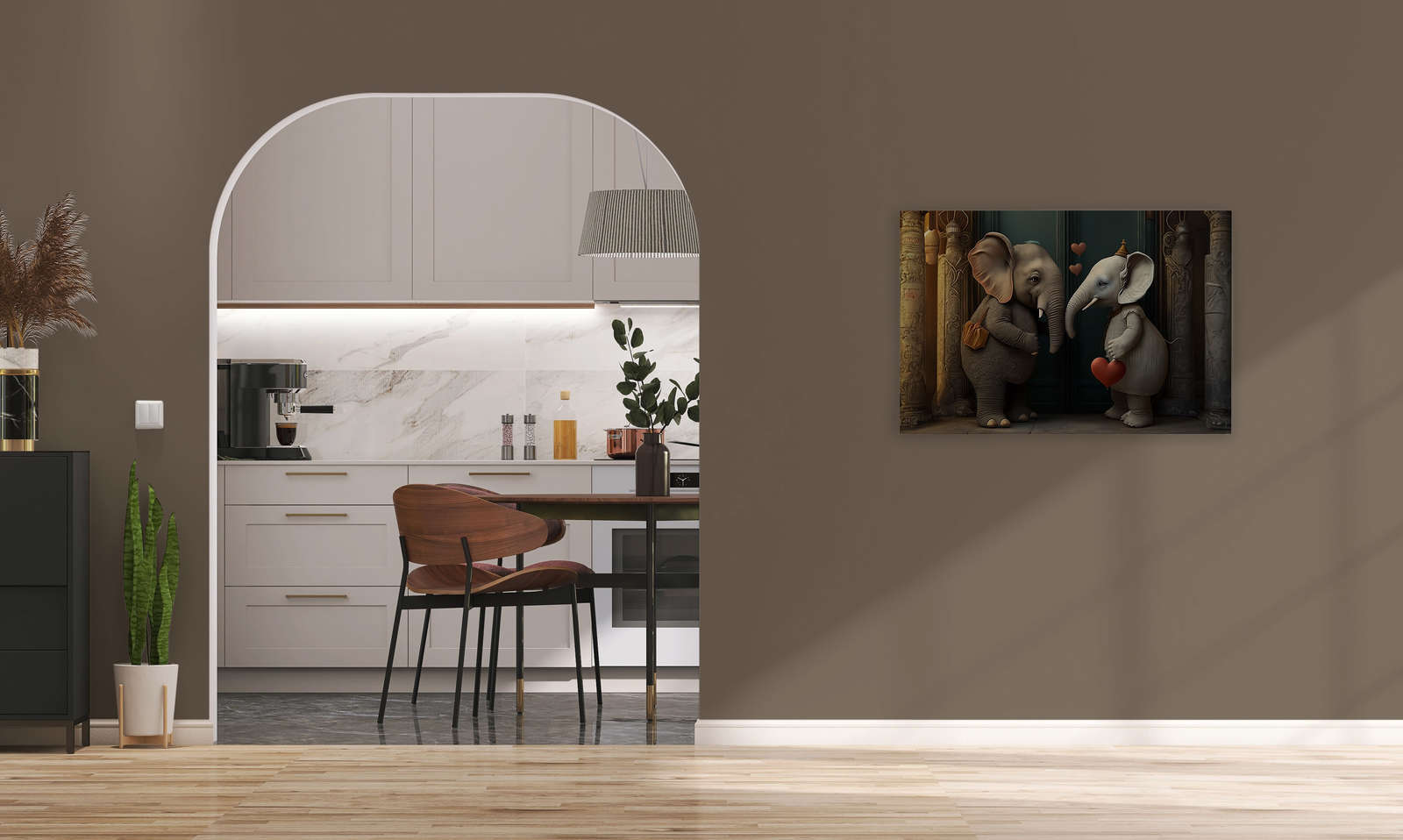             KI-Leinwandbild »elephant love« – 90 cm x 60 cm
        