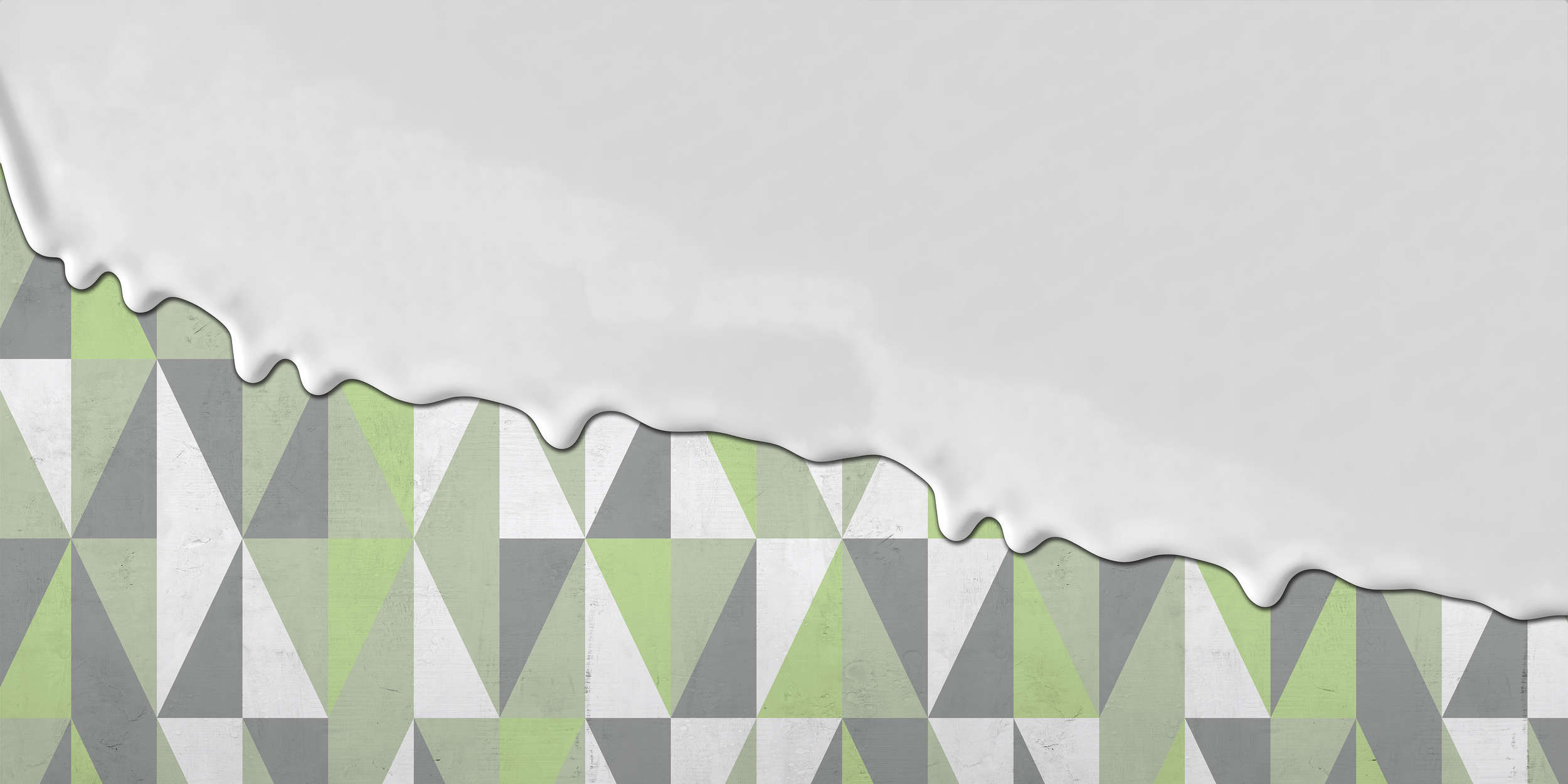             Kreative Fototapete – Vliestapete mit überlaufender Struktur und Retro Geometrie – Grau, Grün
        