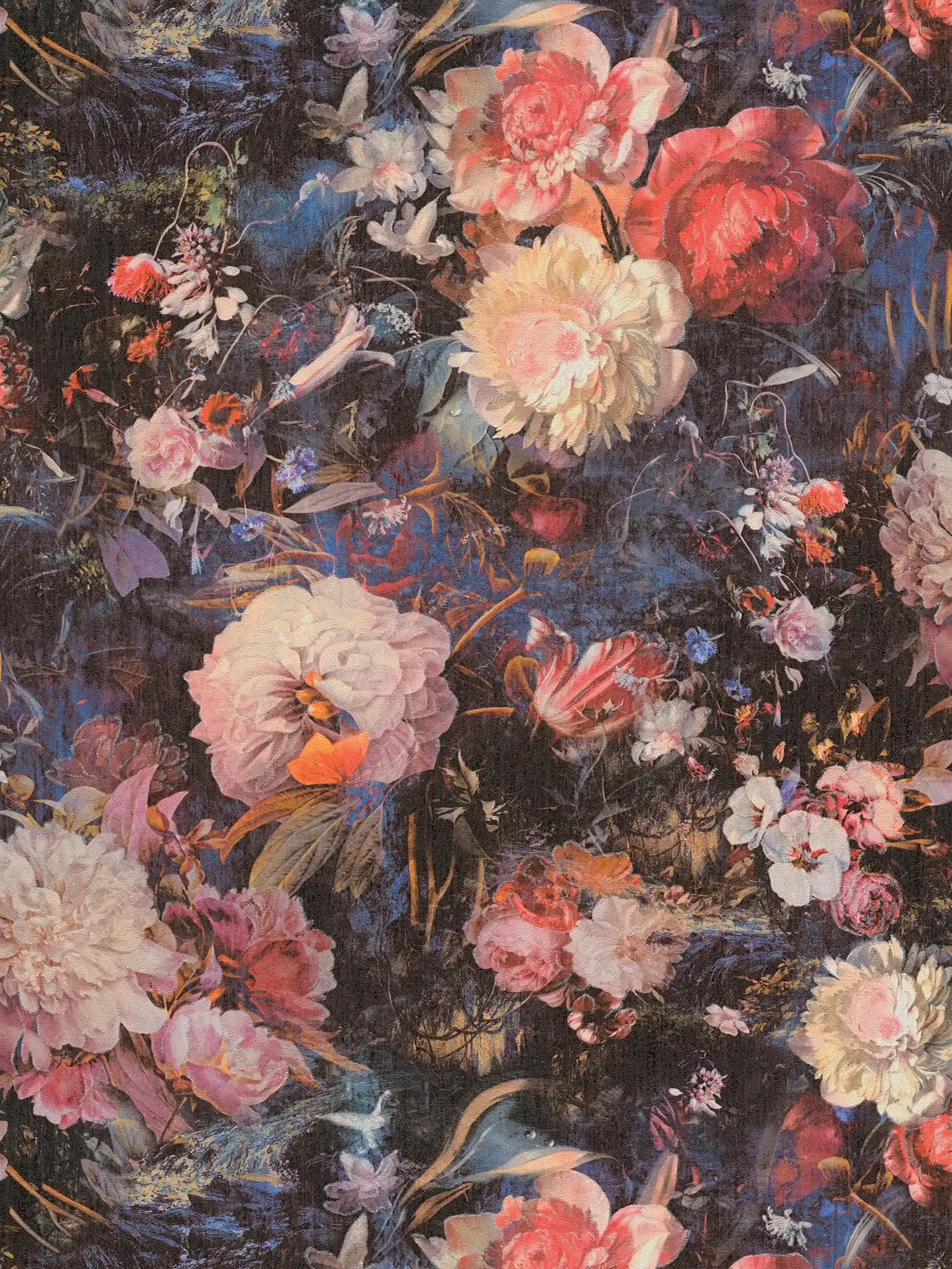         Behang bloemenontwerp in vintage stijl - blauw, geel
    