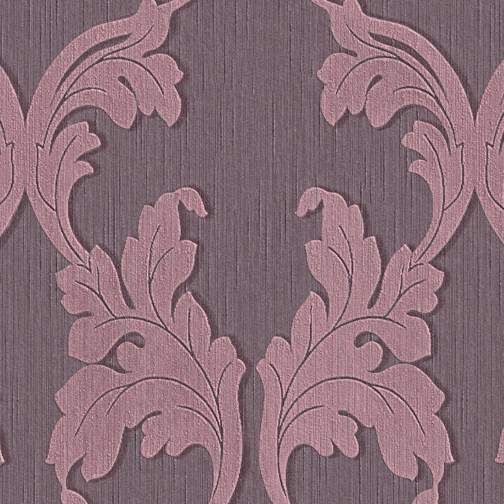             Textil Tapete mit Barock Ranken – Lila
        