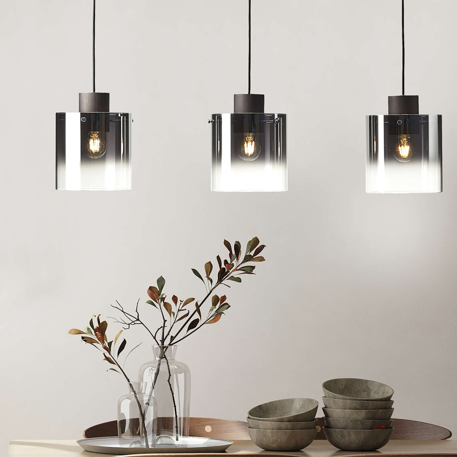             Glass pendant light - Benett 5 - Brown
        