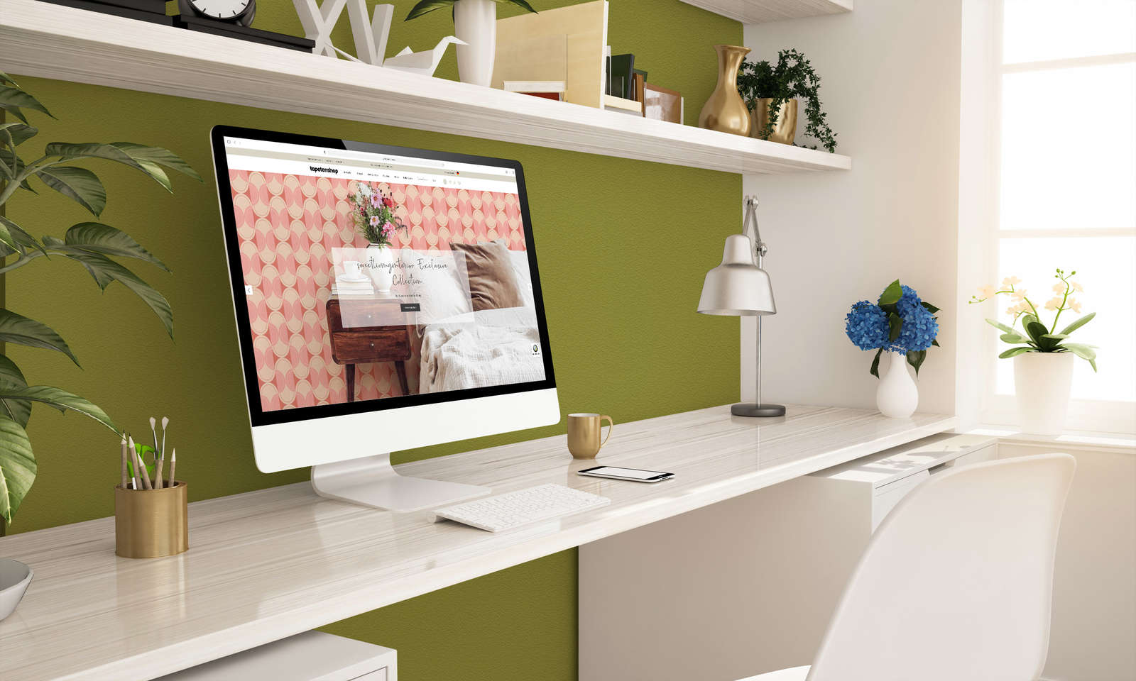 Schreibtisch, Schreibtisch-Setup, Laptop-Desktop, Interior-Design, Dekoration