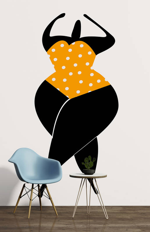 wandbild, abstrakt, figur, deckenhöhe, kunstwerk