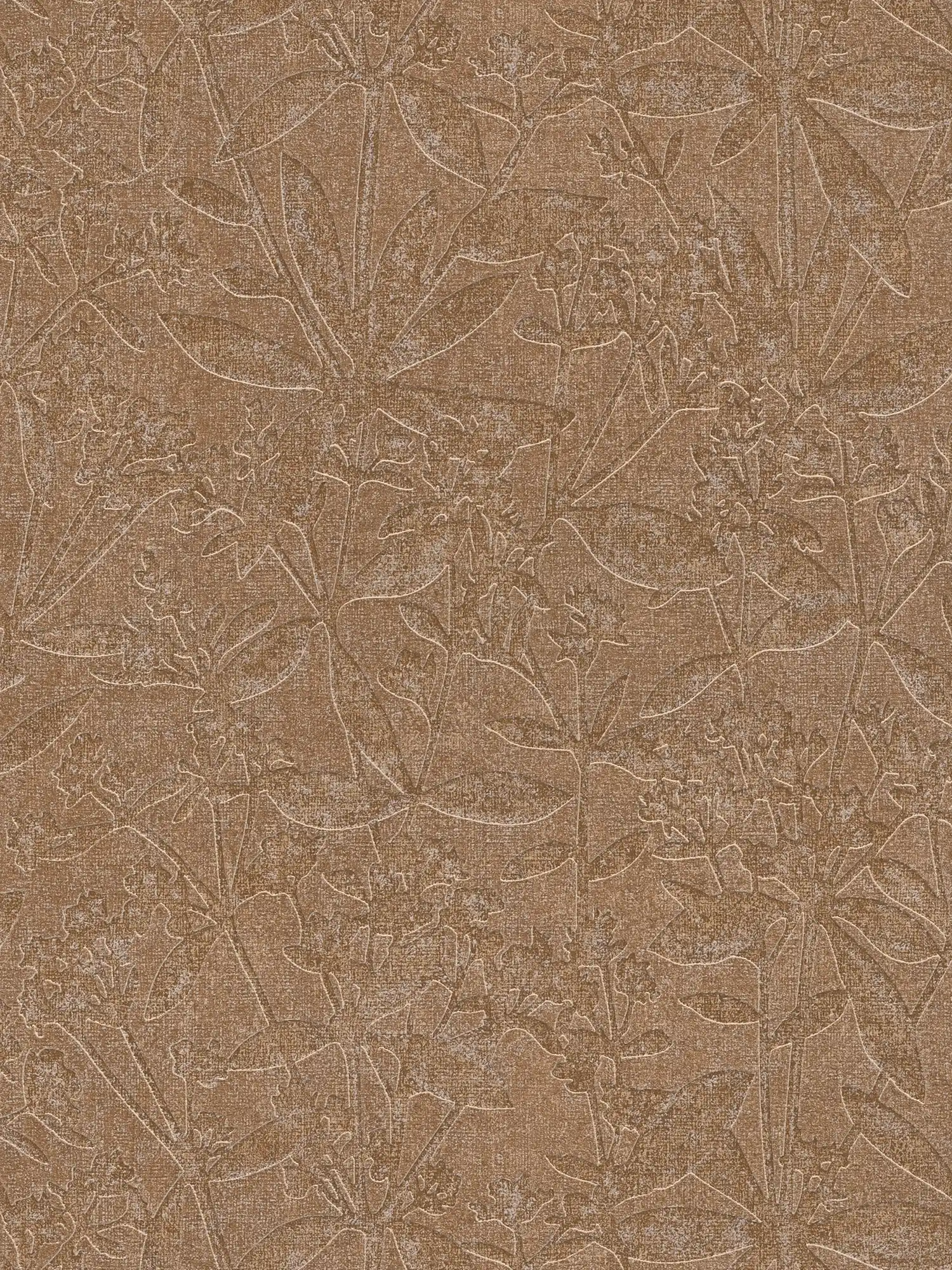         Papier peint non tissé floral fleurs et feuilles - marron, beige
    