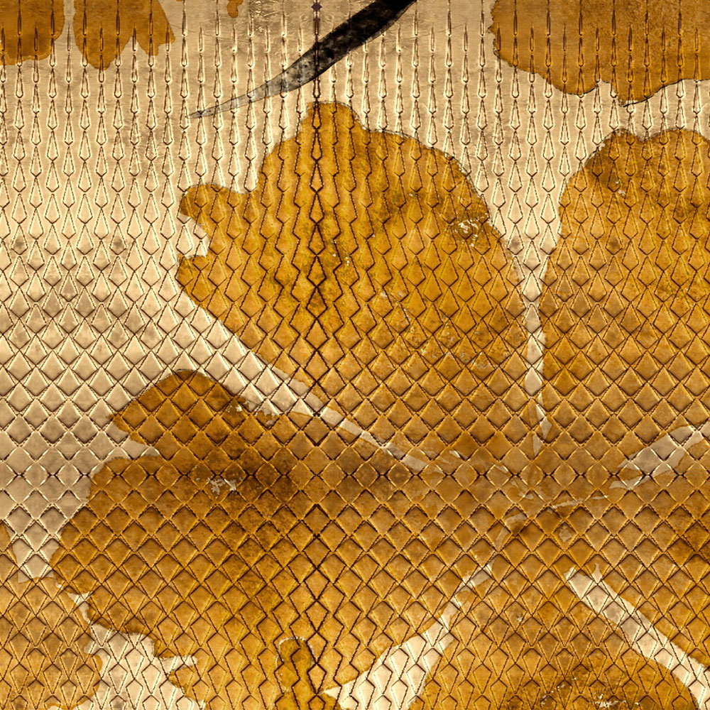 Odessa 1 – Metallic Fototapete mit Kirschblüten Muster in Gold