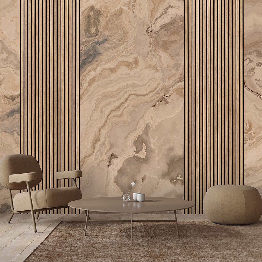         Photo wallpaper »travertino 2« - Panels & marble - Light brown | Smooth, slightly shiny premium non-woven fabric
    