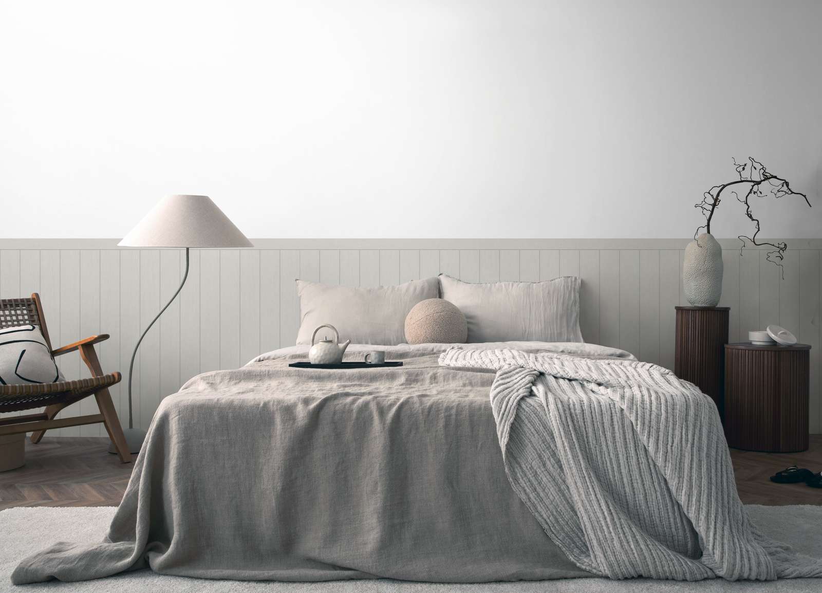             Vlies wandpaneel in houtbalkenlook - grijs
        