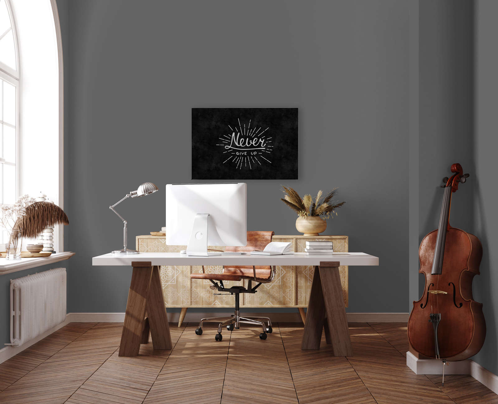 Schwarz-Weißes Leinwandbild Kreidetafel Design – 0,90 m x 0,60 m
