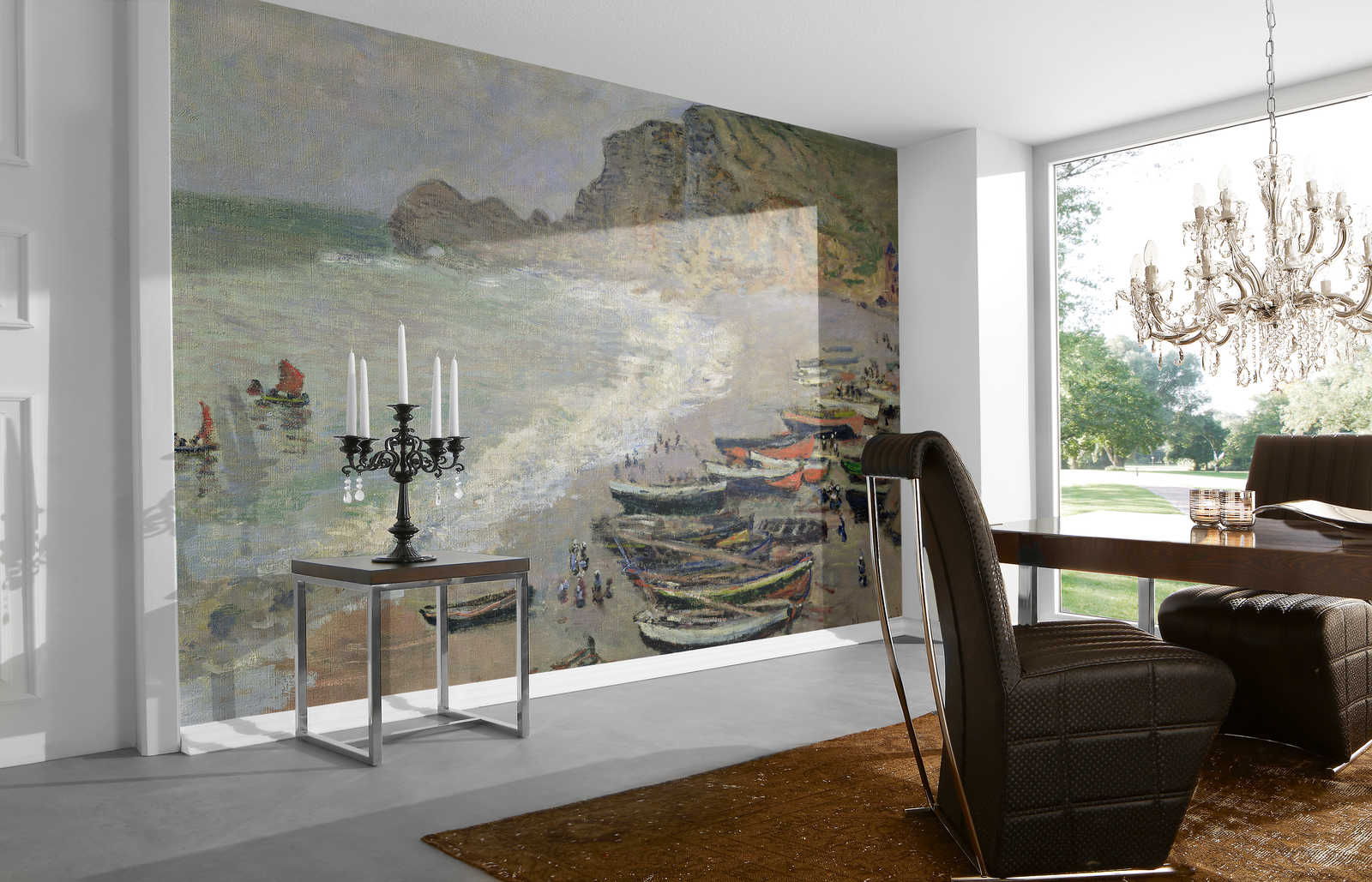 wandbild, meerblick, küstenlandschaft, lehnszene, malerei