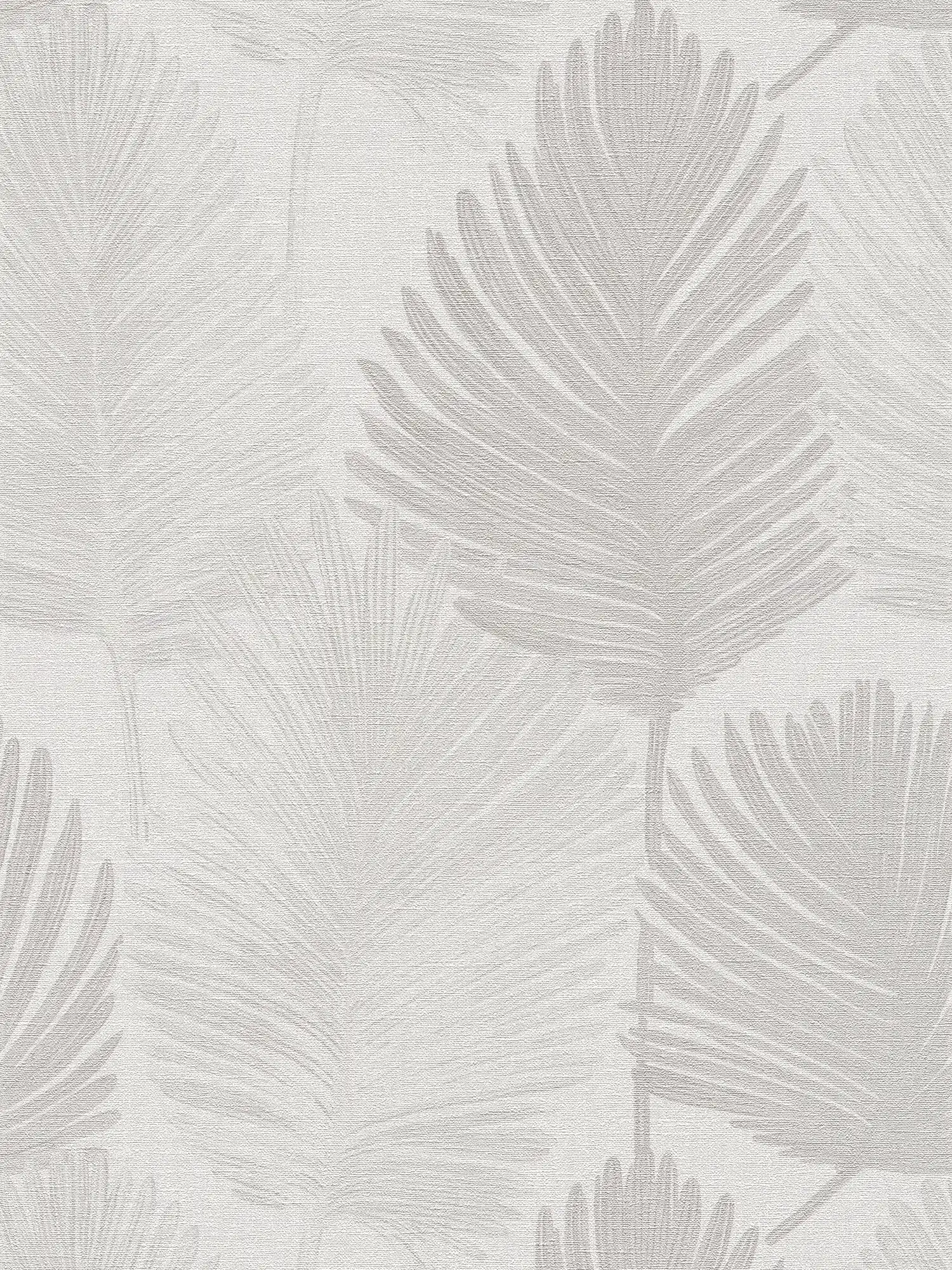         Dezente, fein strukturierte Vliestapete mit elegantem Blättermotiv – Weiß, Hellgrau
    