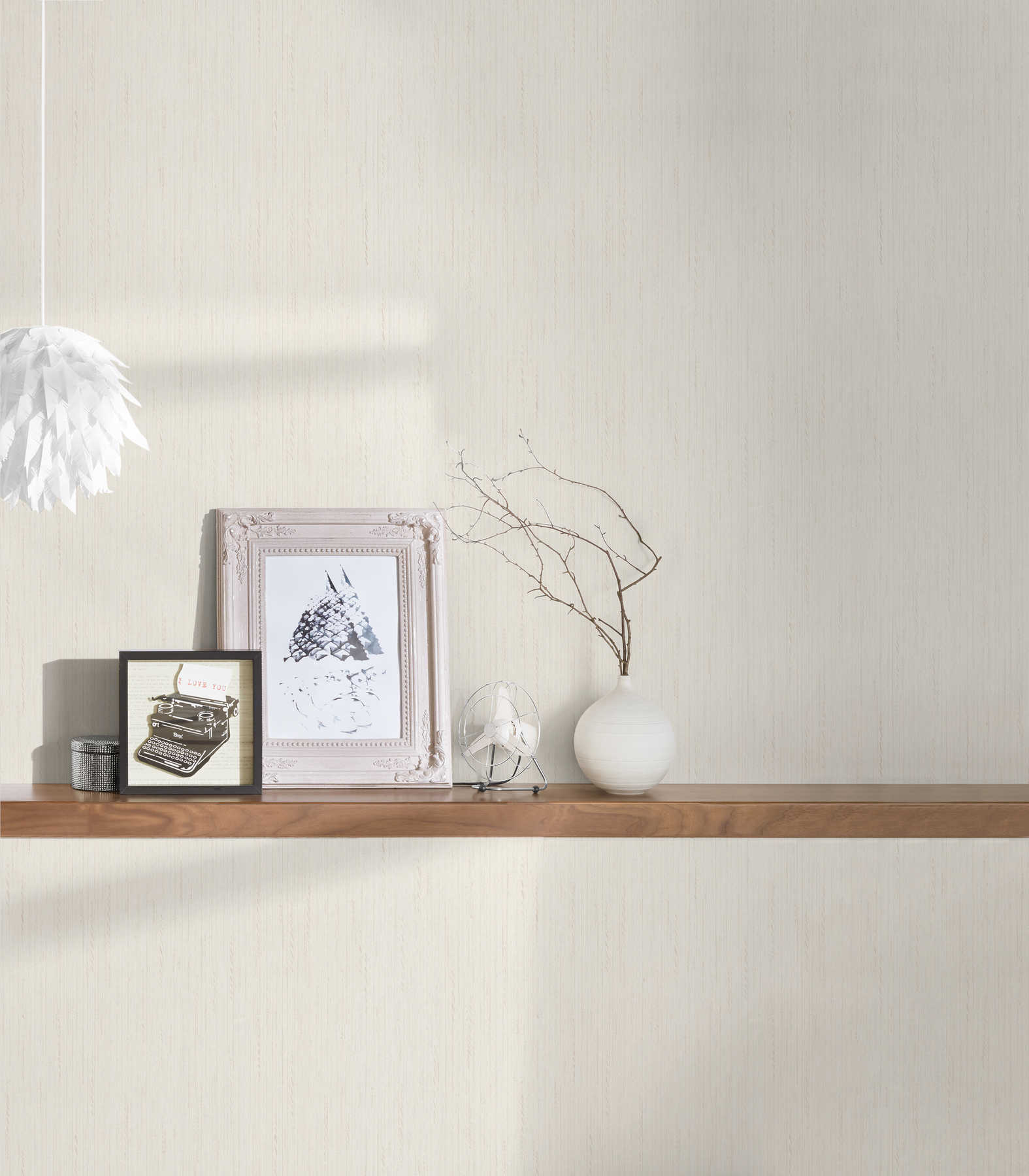 Retro Tapete mit dezentem Muster in Gewebetextur – Creme