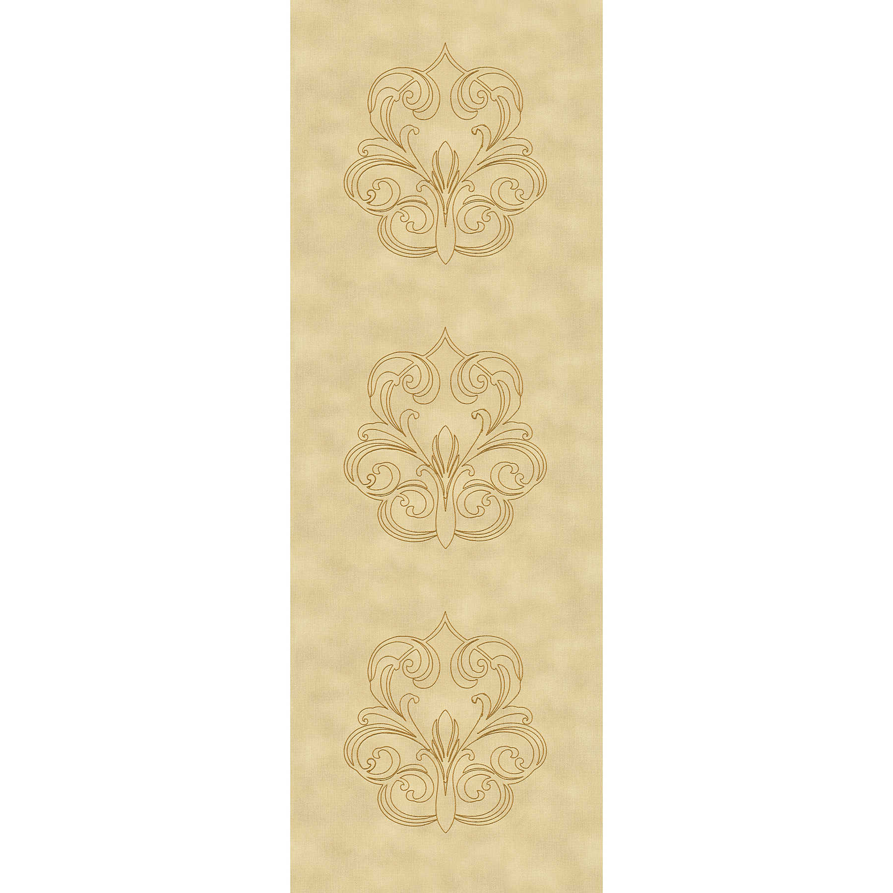         Premium wandpaneel met ornamenten op textielstructuur - geel, goud
    