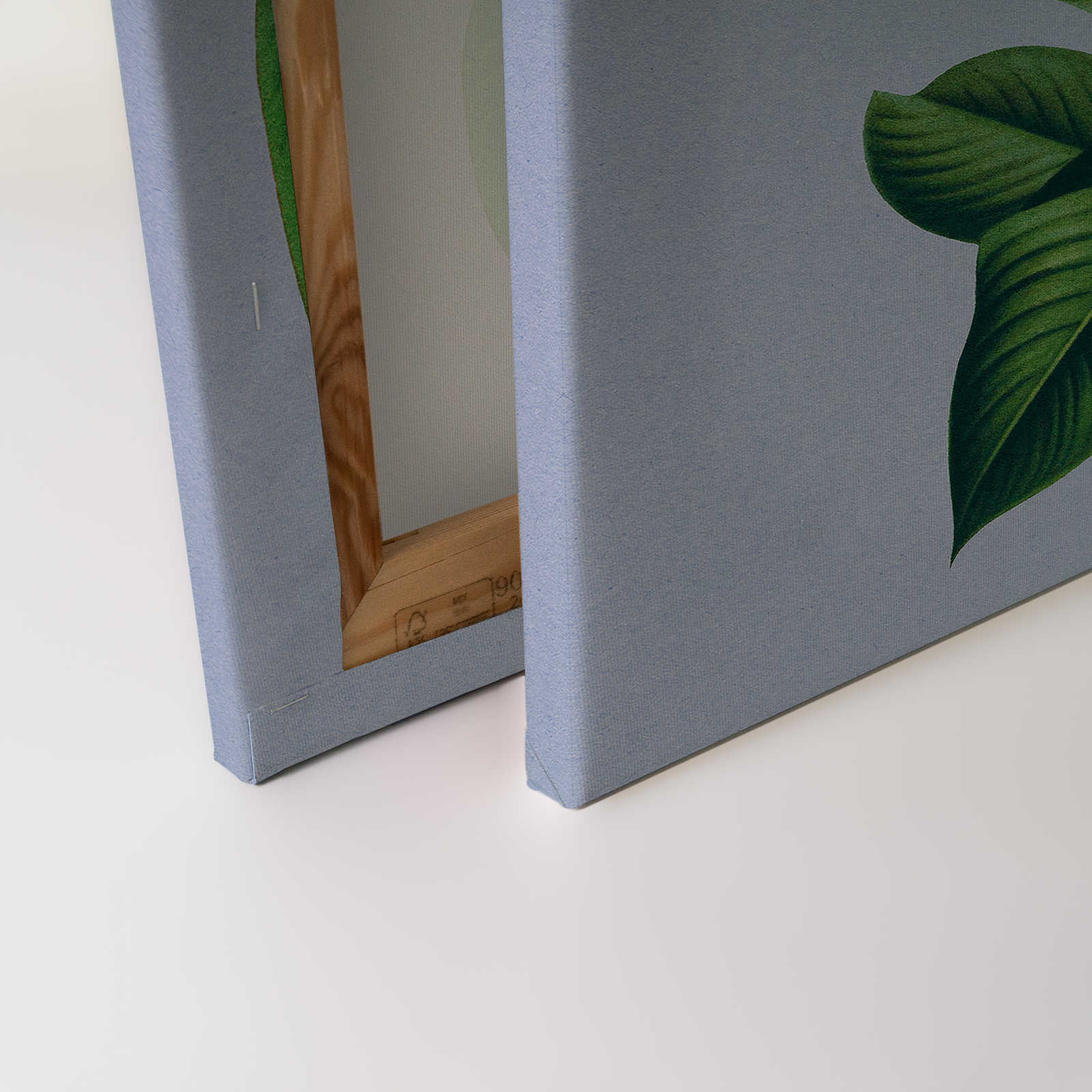             Leaf Garden 1 - Blätter Leinwandbild Blau mit tropischen Pflanzen – 0,90 m x 0,60 m
        