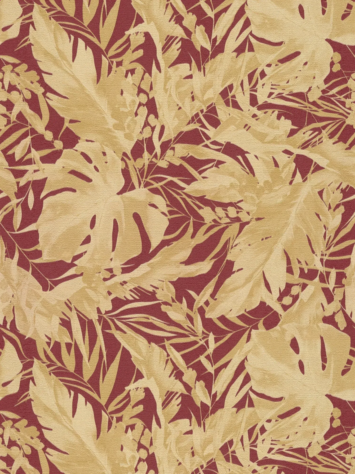 COSMOLiving - Hochwertige Vliestapete mit stilvollem tropischen Blättermuster – Rot, Gold, Braun