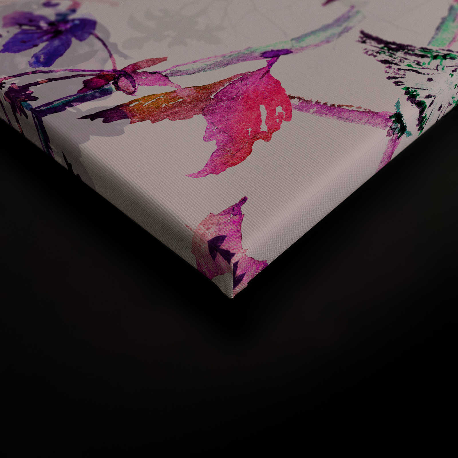 Vögel Leinwandbild im Collage Stil | rosa, blau – 0,90 m x 0,60 m