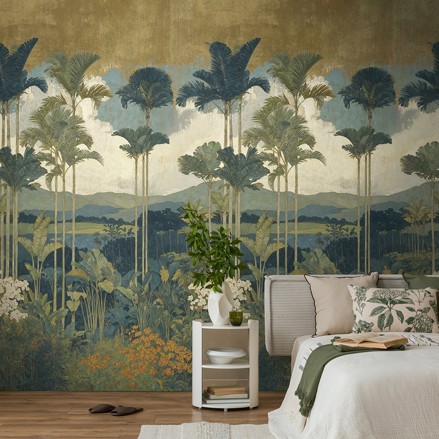 Tapeten, Wandbild, Palmenwald, Dschungelmuster, Tapisserie