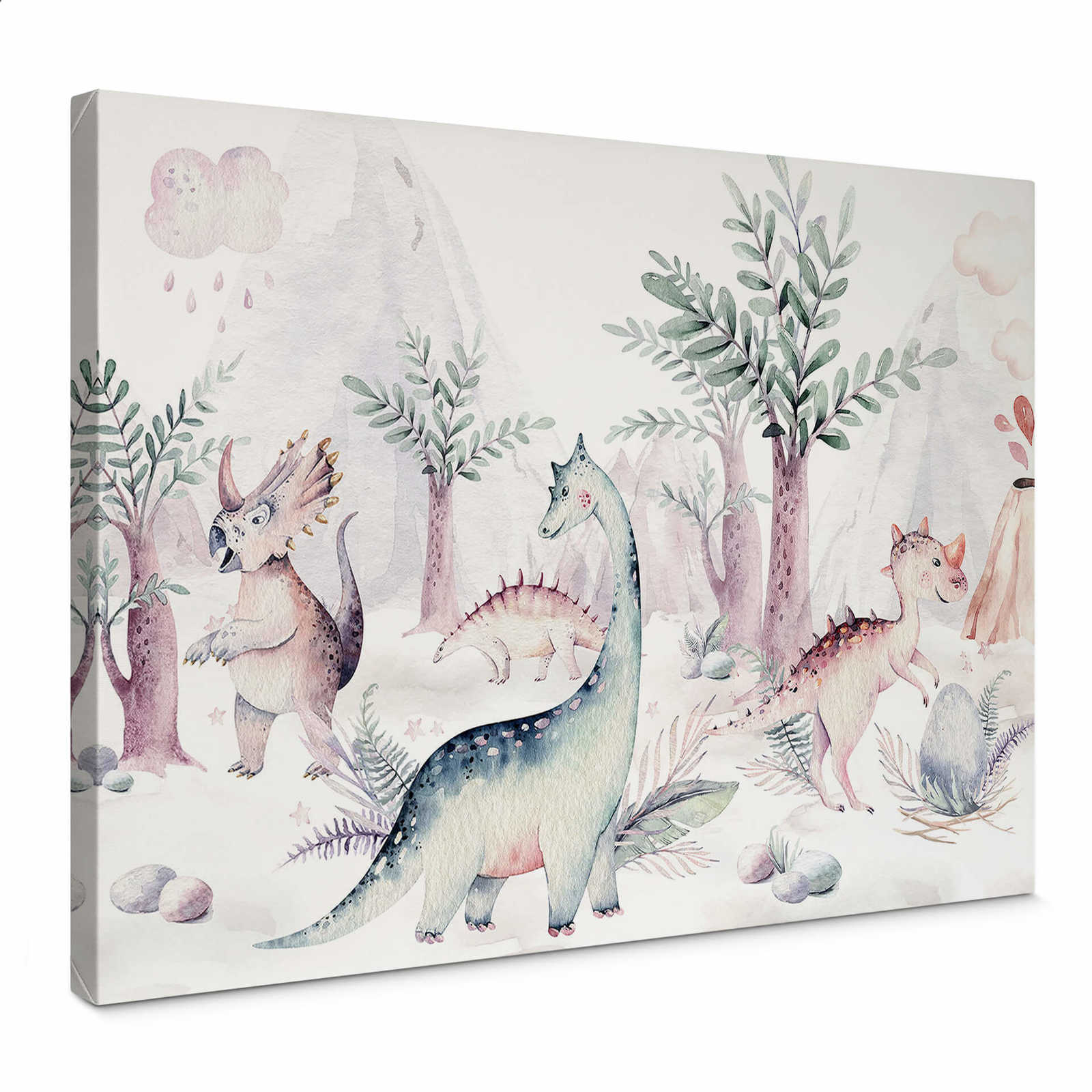         Canvas schilderij Dinosaurussen Kinderen Aquarel door Kvilis - 0,70 m x 0,50 m
    