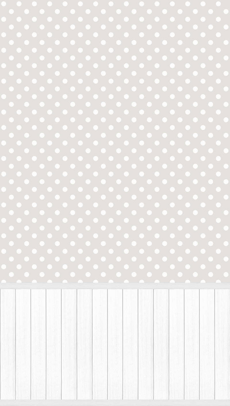 Non-woven wallpaper - wood-effect plinth border & dot pattern | 3959398062