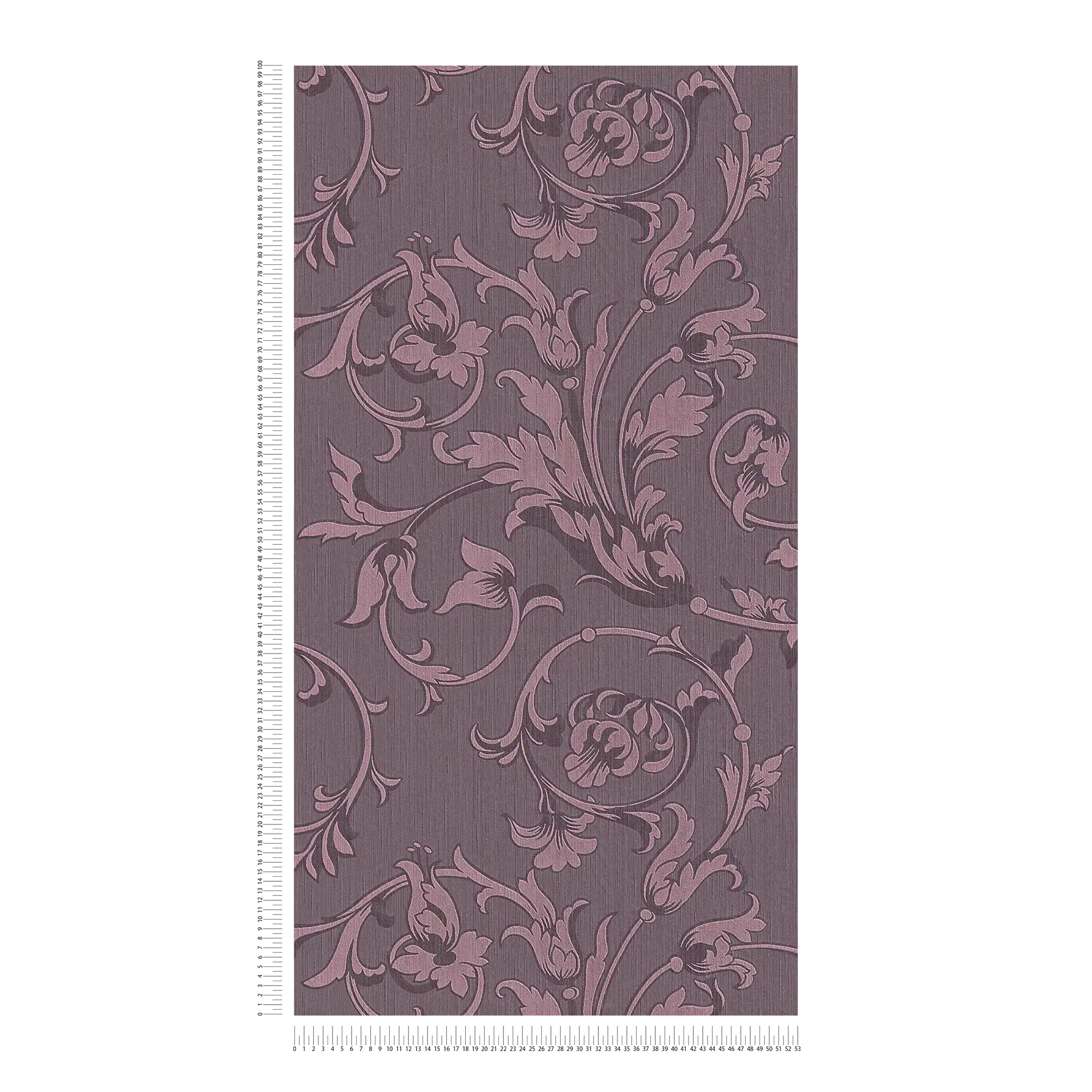 Ornament Tapete mit Seiden Textiloptik – Violett