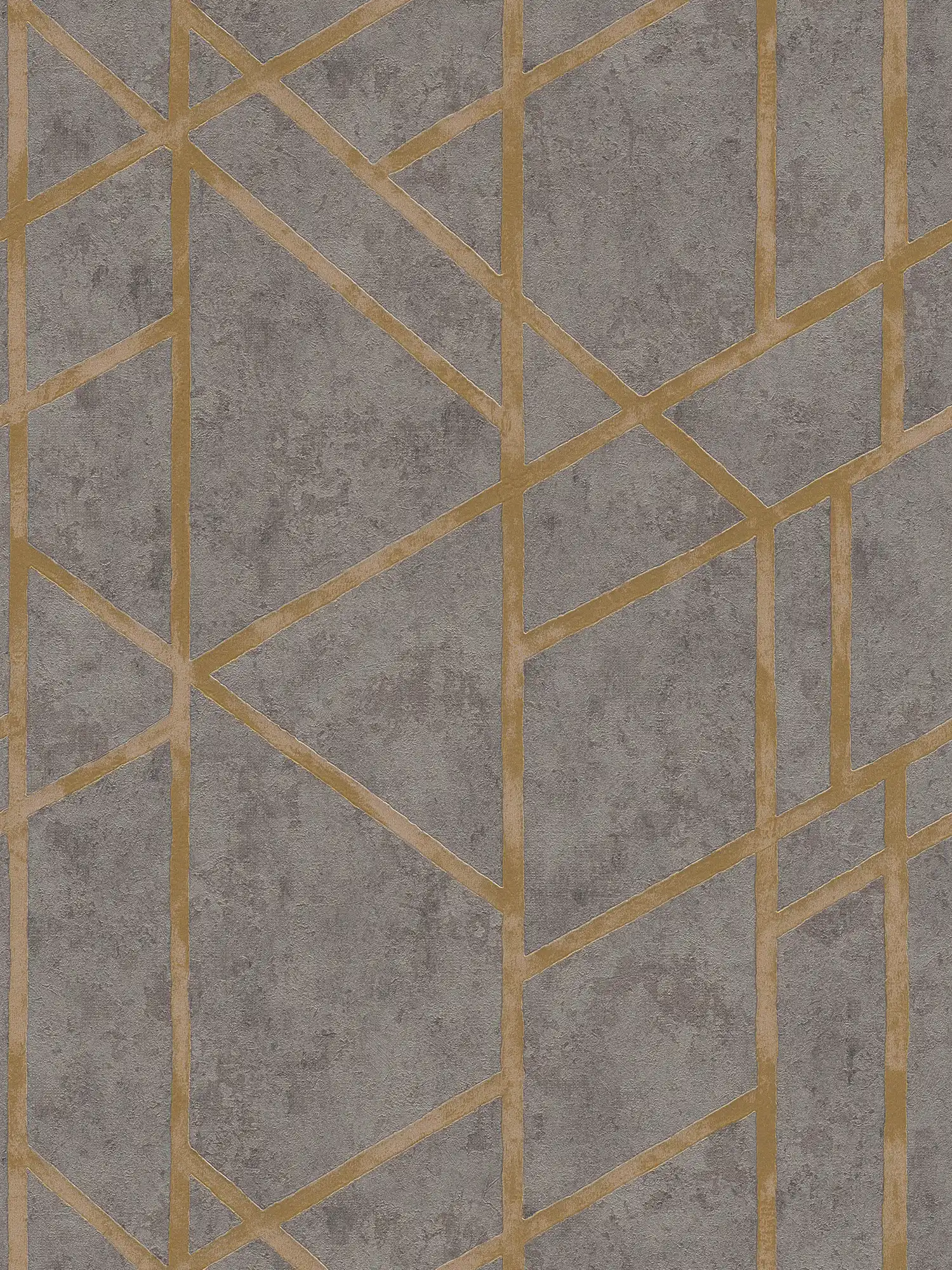         Concrete wallpaper with golden lines pattern - grey, gold
    