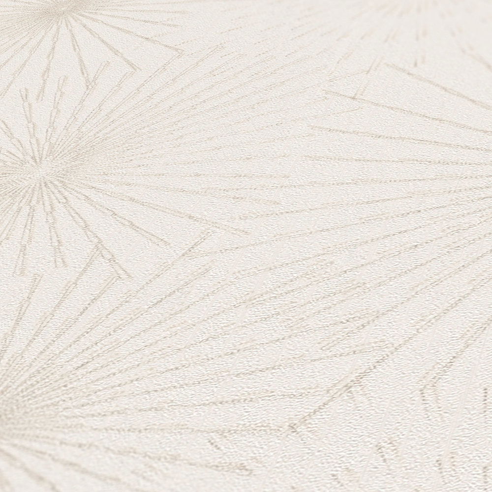             Weiße Tapete mit Retro Metallic Muster Starburst – Weiß
        