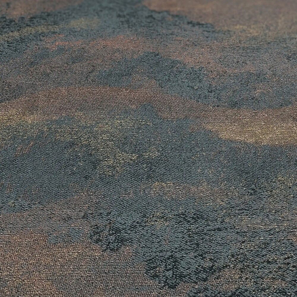             Exklusive Vliestapete mit strukturierter und schimmernder Wellenoptik – Schwarz, Grau, Metallic
        