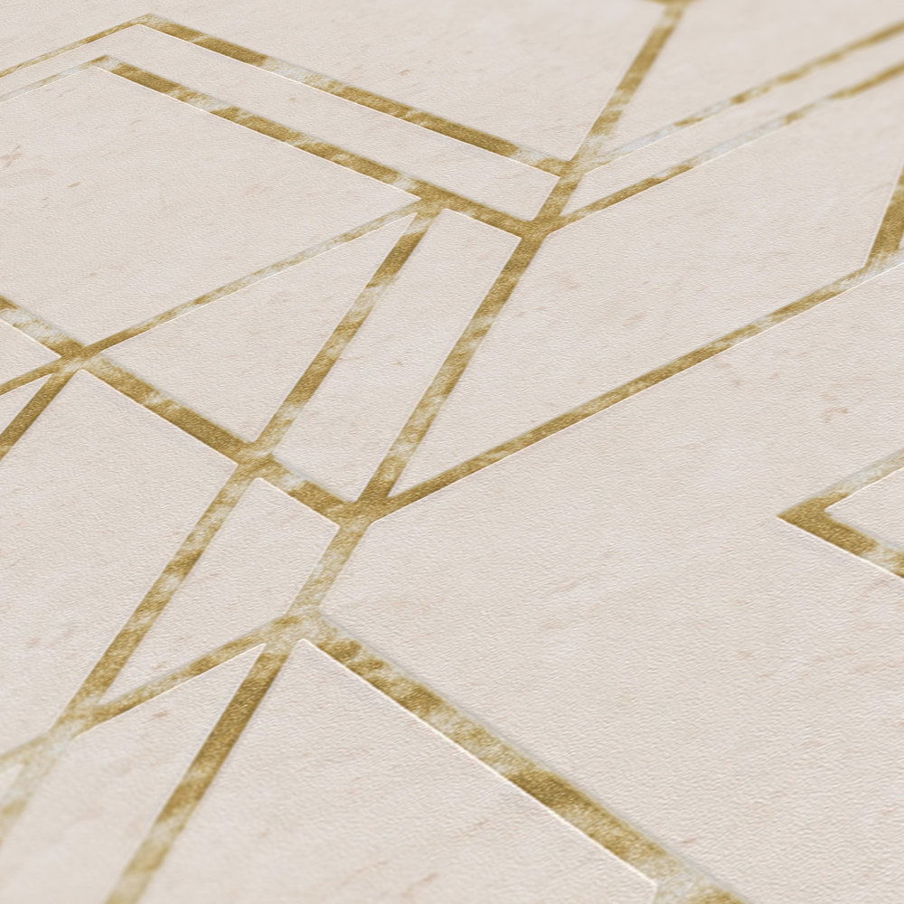             Vliestapete mit Metallic-Effekt & Grafik Design – Beige, Metallic
        