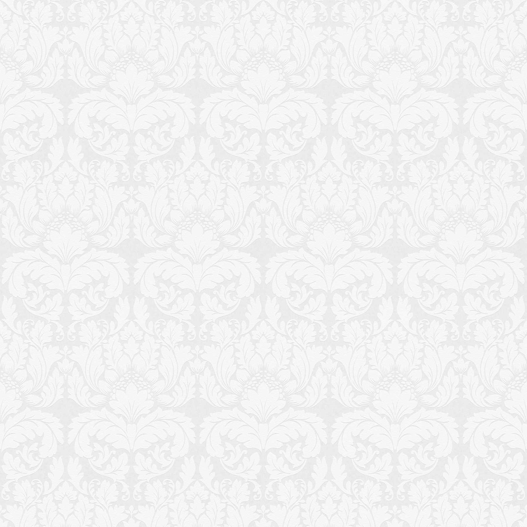         Überstreichbare Tapete mit floralem Ornament Design – Weiß
    