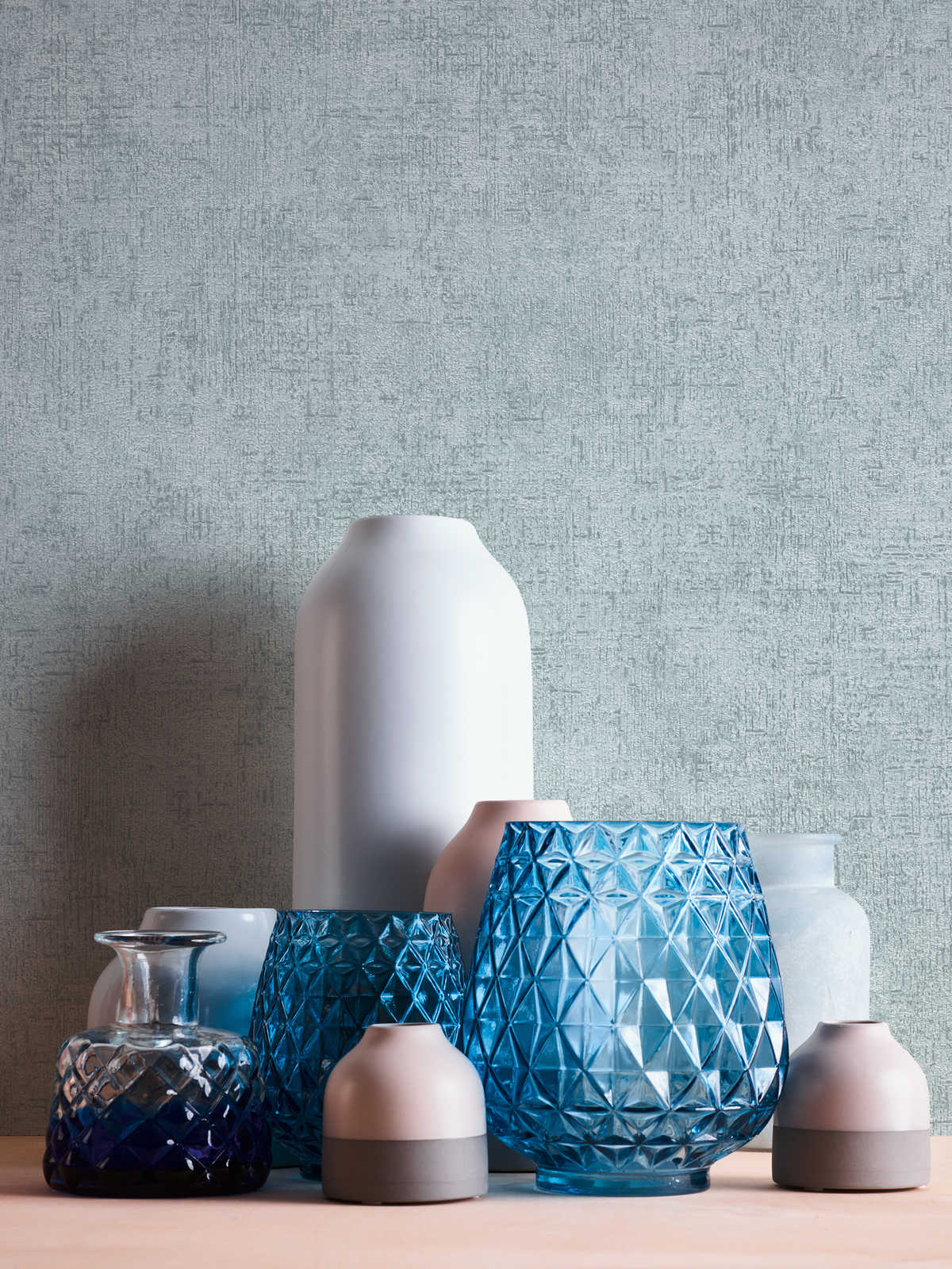             Vliestapete rustikale Putz-Struktur – Grün, Beige
        