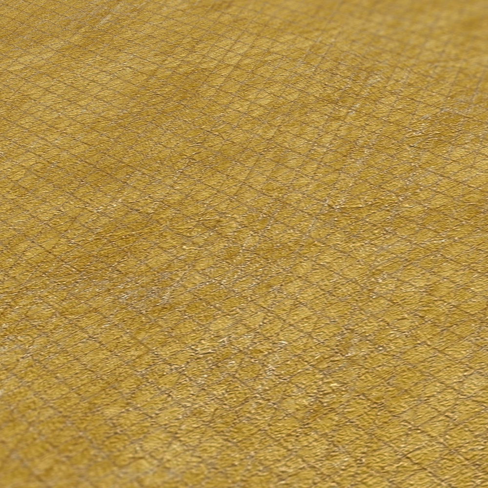             Tapete Senfgelb mit Metallic Strukturmuster – Gelb
        