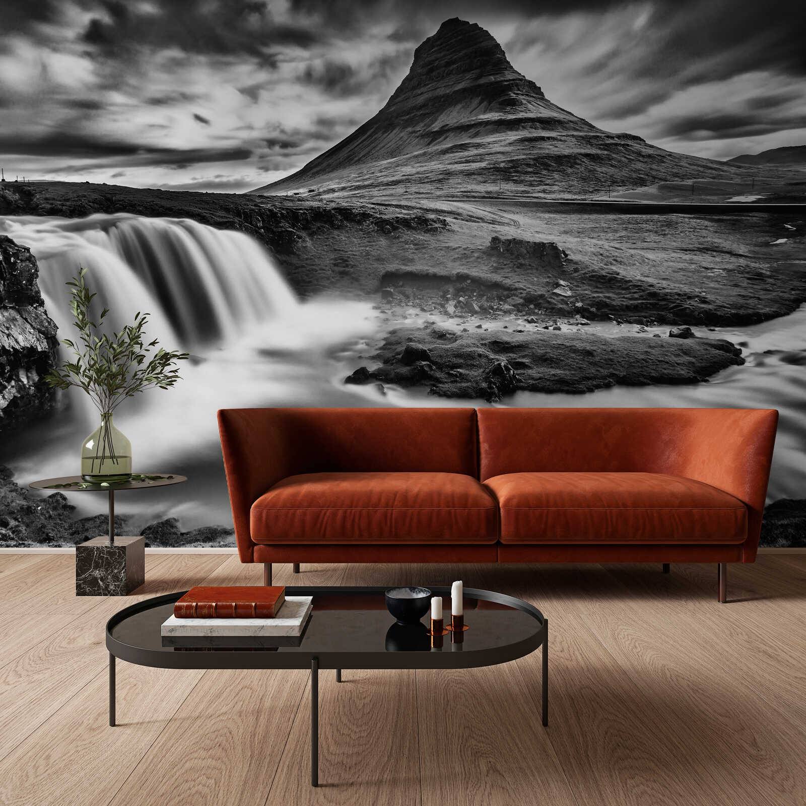 Sofa, Orange, Leder, Wohnzimmer, Wandbild